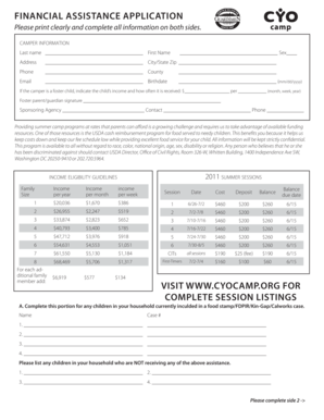 Financial Assistance Application