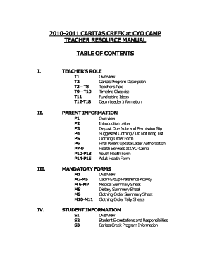 Letter of introduction template teacher - 2010-2011 CARITAS CREEK at CYO CAMP TEACHER RESOURCE MANUAL ... - camp cccyo