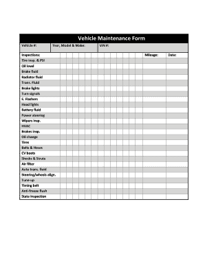 Vehicle Maintenance Log Form