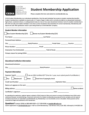 CEDIA Student Membership Application