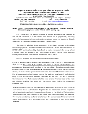 Indian Customs Refund Authorization Form