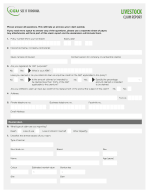 Livestock Insurance Claim Report