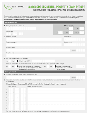 Landlord Residential Property Insurance Claim Report