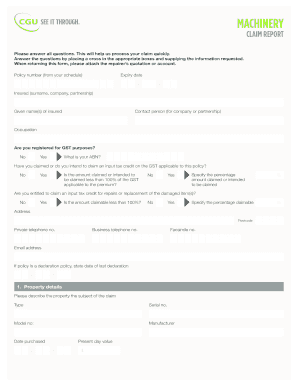 Machinery Insurance Claim Report