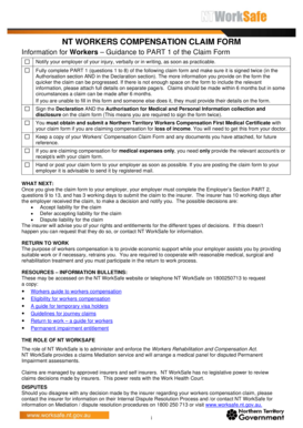 Northern Territory Workers Compensation Claim Form