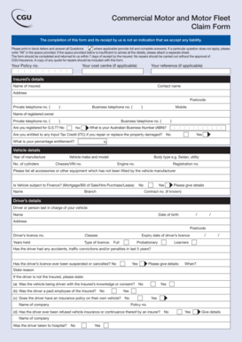 Commercial Motor and Fleet Claim Form