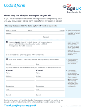 Codicil to Last Will Form