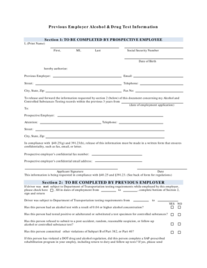DOT Alcohol and Drug Test Information Release Form