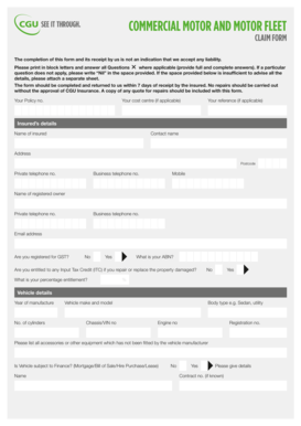 Commercial Motor and Fleet Claim Form