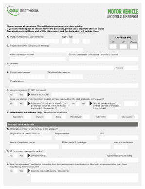 Motor Vehicle Accident Claim Report