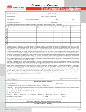 Background Investigation Consent Form