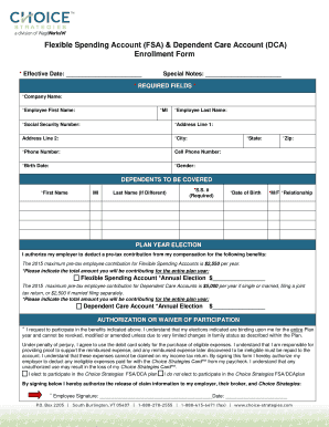 Flexible Spending Account Enrollment Form