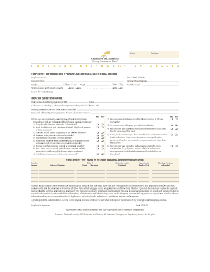Employee Statement of Health Form