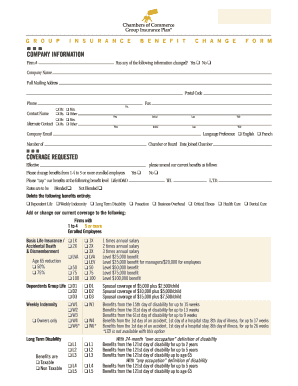 Group Insurance Benefit Change Form