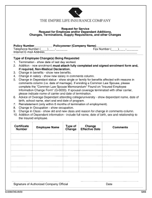 Employee Benefits Change Request Form