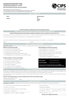 CIPS Examination Enrolment Form