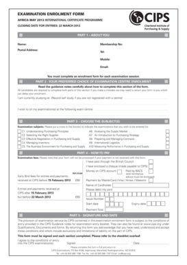 CIPS Examination Enrolment Form