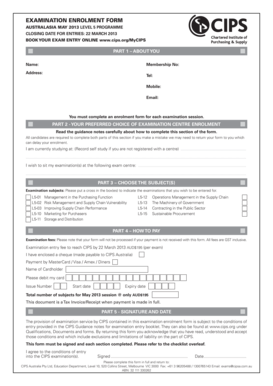 CIPS Australia Examination Enrolment Form