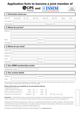 CIPS ISMM Joint Membership Application Form