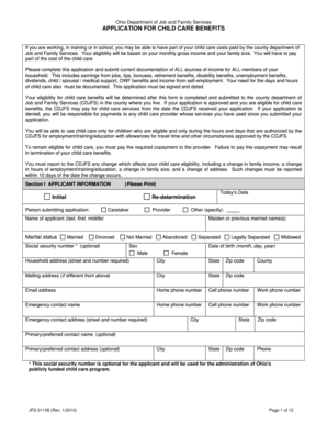 Ohio Child Care Benefits Application