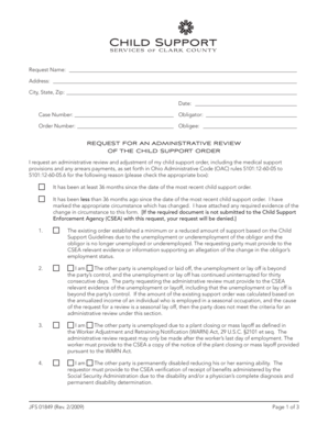 Request for Administrative Review of Child Support Order