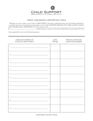 Child Support Job Search Reporting Form