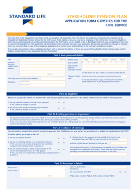 Civil Service Stakeholder Pension Plan Application Form