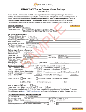 Hawaii Owner Occupant Sales Package