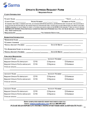 Update Express Request Form