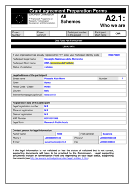 EU FP7 Grant Agreement Preparation Form