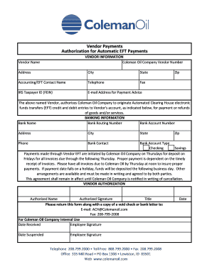 Vendor Payment Authorization Form