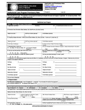 Institutional Loan Program Promissory Note