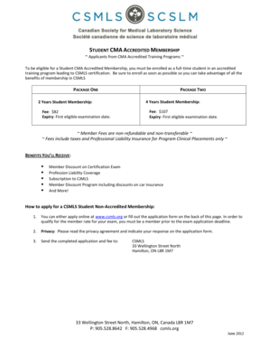 Student CMA Accredited Membership Application