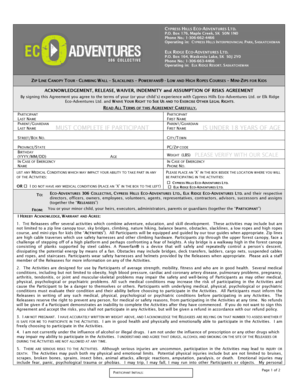Cypress Hills Eco-Adventures Waiver Form