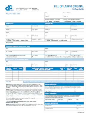 Bill of Lading Form