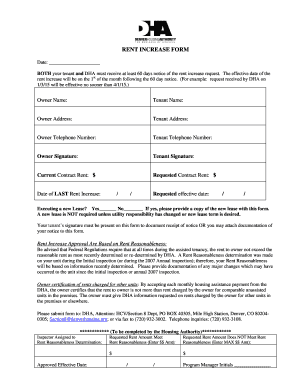 RENT INCREASE FORM. Policy Handbook