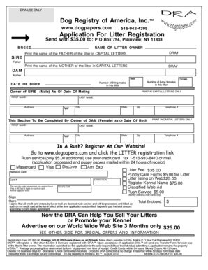 Dog Litter Registration Application