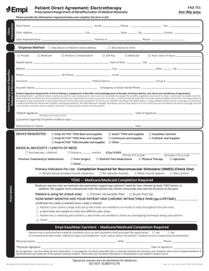 Patient Direct Agreement for Electrotherapy