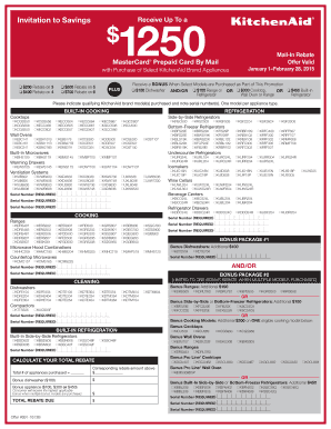 KitchenAid Appliance Rebate Form