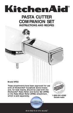 KitchenAid Pasta Cutter Companion Set Instructions