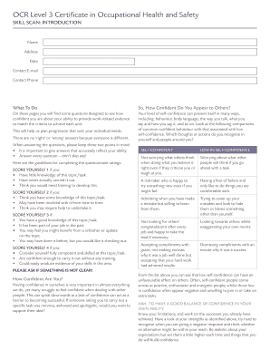 OCR Level 3 Certificate in Occupational Health and Safety Skill Scan