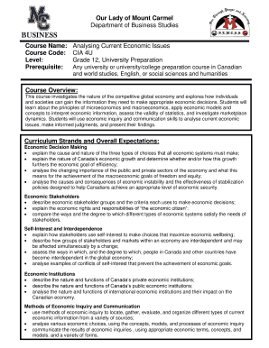 Grade 12 University Economics Course Outline