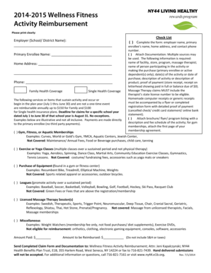 NY44 Wellness Fitness Activity Reimbursement Form