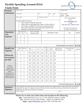 Flexible Spending Account Claim Form