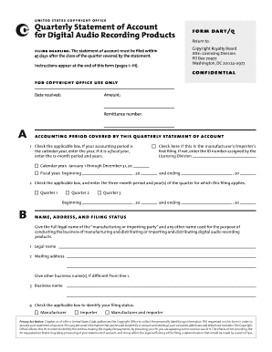 Quarterly Statement of Account for Digital Audio Recording Products