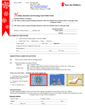 Holiday Donation and Greeting Card Order Form