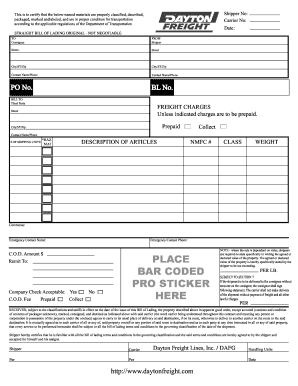 Straight Bill of Lading