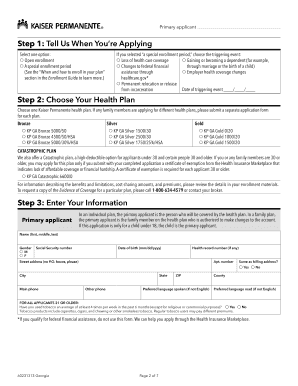 Kaiser Permanente Georgia Health Plan Application