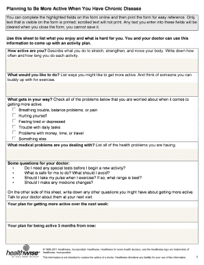 Activity Plan for Chronic Disease