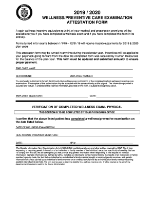 Wellness Preventive Care Examination Attestation Form